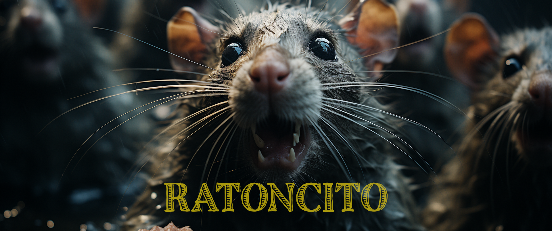 Ratoncito — a close-up of rats in a dark cinematic setting
